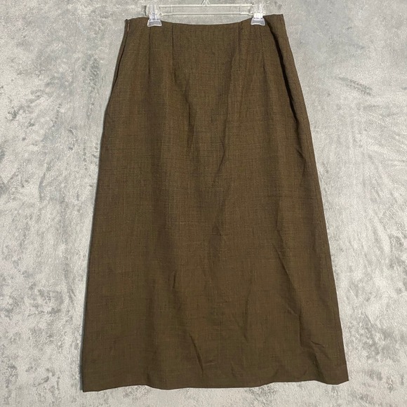 Harve Benard Skirt Sz 14 Brown Maxi A-Line 100% Wool Textured Lined Timeless - Picture 5 of 9